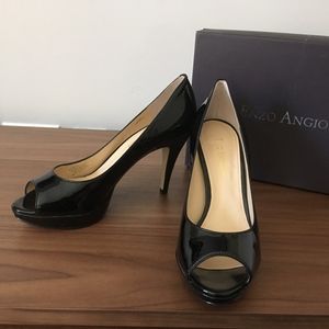 Enzo Angiolini "Demario" Pumps, Black Patent, 7.5M